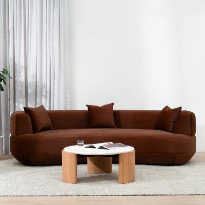 Nelo Fabric Sofa, 3 Seater, Red Bronze