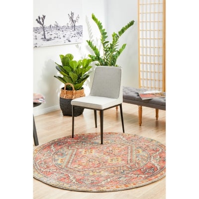 Legacy No.856 Bohemian Round Rug, 200cm, Crimson / Turquoise