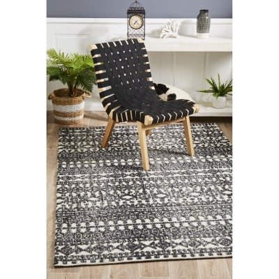 Levi Morgana Tribal Rug, 155x225cm, Black / Ivory