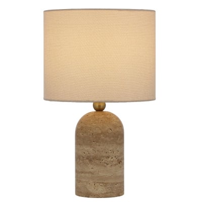 Livia Travertine Base Table Lamp, Beige / Cream
