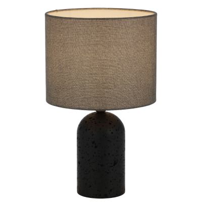 Livia Travertine Base Table Lamp, Black / Dark Grey