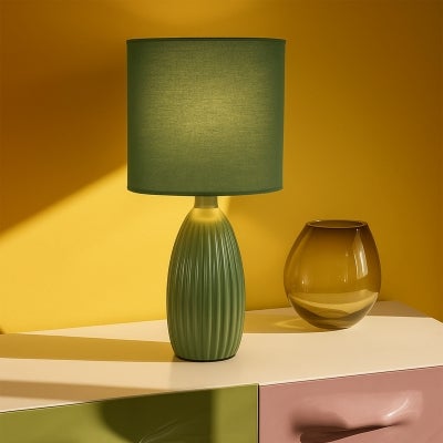 Nora Ceramic Base Table Lamp, Set of 2, Green