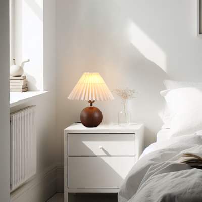Orbelle Ceramic Base Table Lamp, Walnut / Beige