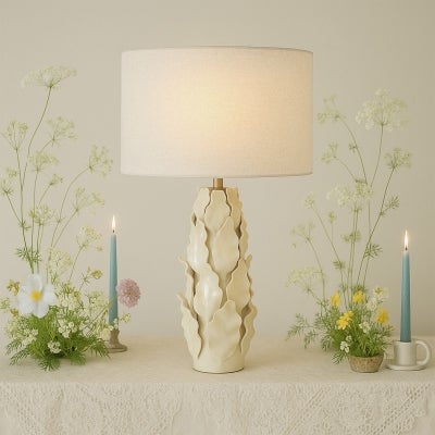 Layered Leaf Ceramic Base Table Lamp