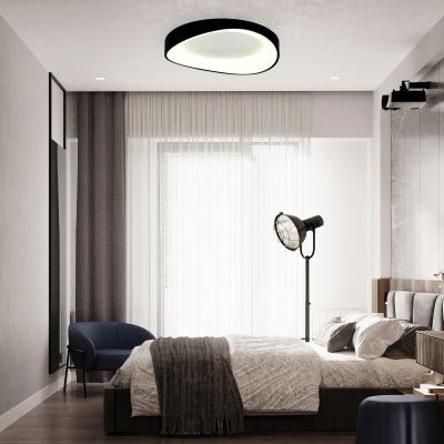 Hayley Dimmable LED Flush Mount Ceiling Light, 40W, CCT, Black