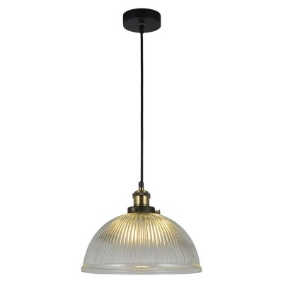 Tristan Ribbed Glass Pendant Light, Clear