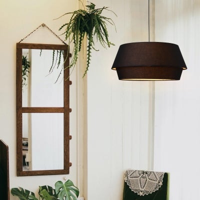 Elisa Fabric Shade Pendant Light, Black