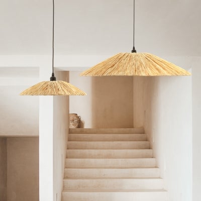 Lucia Raffia Grass Shade Pendant Light, Large