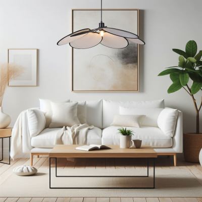 Flora Fabric & Iron Pendant Light, Beige