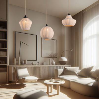 Vespera Glass & Fabric Pendant Light
