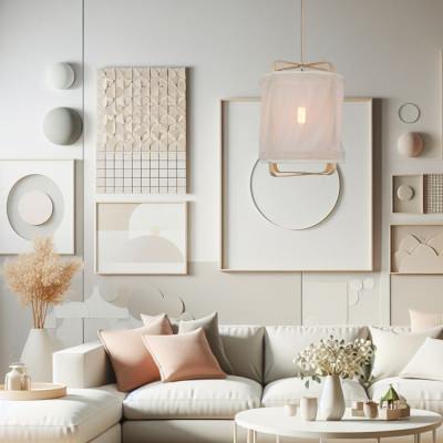 Bohan Chiffon & Bamboo Pendant Light, Large