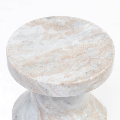 Mist Marble Round Side Table