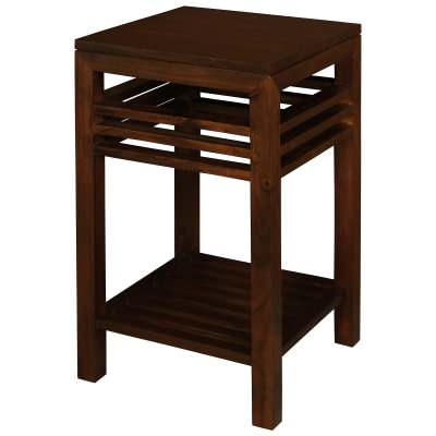 Holland Mahogany Timber Side Table with Shelf, Mahogany
