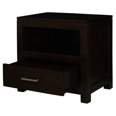 Paris Solid Mahogany Timber Single Drawer Lamp Table - Chocolate