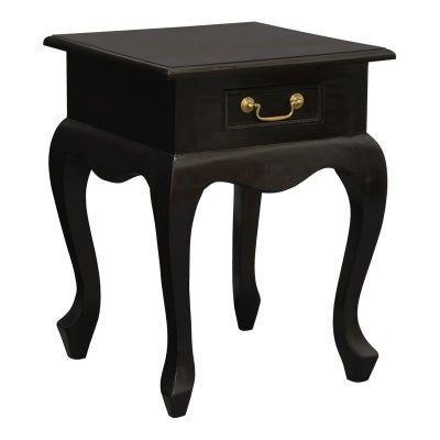 Queen Ann Mahogany Timber Single Drawer Lamp Table, Chocolate