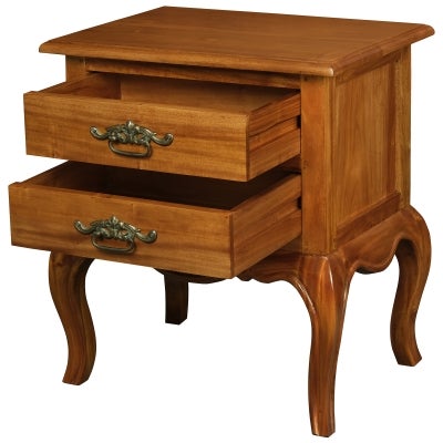 Mervent Mindi Wood 2 Drawer Lamp Table, Light Pecan
