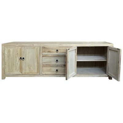Bailu Reclaimed Elm Timber 4 Door 3 Drawer TV Unit, 200cm