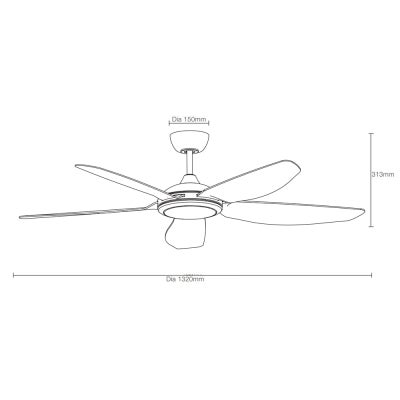 Martec Esprit Indoor / Outdoor Smart DC Ceiling Fan with CCT Dimmable LED Light, 132cm/52