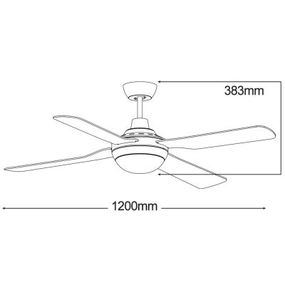 Martec Discovery II Indoor / Outdoor AC Ceiling Fan with CCT Dimmable LED Light, 122cm/48