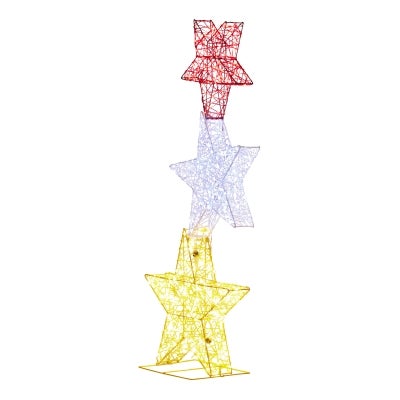 Triple Star LED Light Up Indoor / Outdoor Christmas Stack Ornament, 120cm