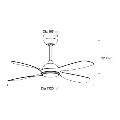 Martec Hampton Indoor / Outdoor Smart DC Ceiling Fan with CCT Dimmable LED Light, 132cm/52