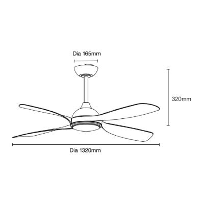 Martec Hampton Indoor / Outdoor Smart DC Ceiling Fan with CCT Dimmable LED Light, 132cm/52