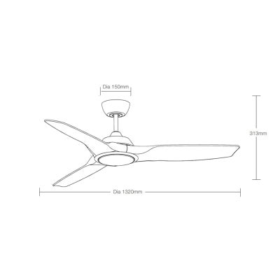 Martec Impact Indoor / Outdoor Smart DC Ceiling Fan with CCT Dimmable LED Light, 132cm/52