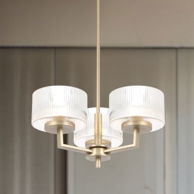 Moreno II Iron & Glass Chandelier, 3 Light, Antique Silver