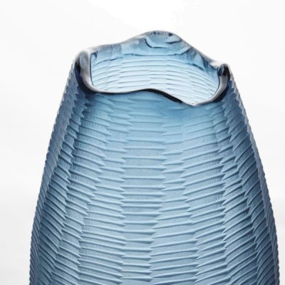 Artem Carved Glass Vase, Large, Blue