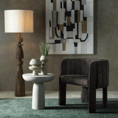 Clara Chenille Fabric Carver Dining Chair, Cocoa