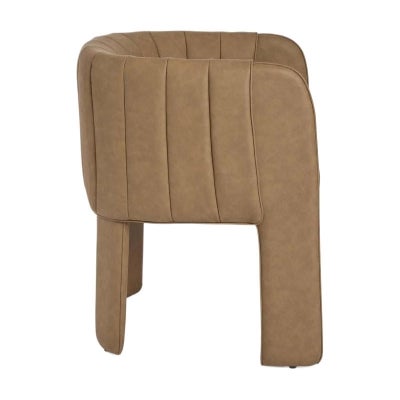 Clara PU Leather Carver Dining Chair, Tan