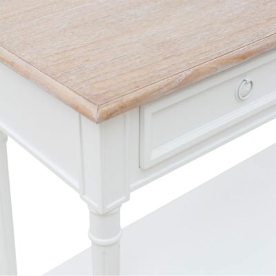 Lapalisse Handcrafted Mindi Wood Console Table, White / Weathered Oak