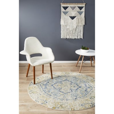 Museum Everleigh Transitional Round Rug, 150cm, Sky