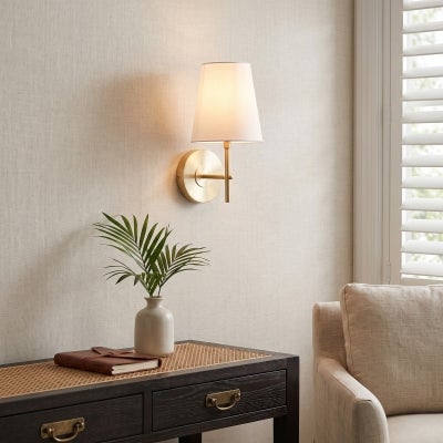 Wilshire Metal Wall Light, Brushed Brass