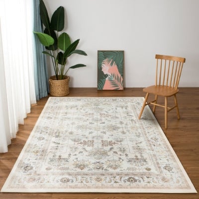 Ersari Machine Washable Oriental Rug, 120x180cm, Cream