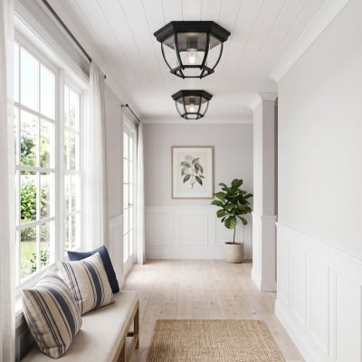 Dakota IP44 DIY Exterior Batten Fix Ceiling Light,Black