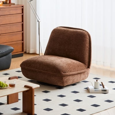 Cosyvel Chenille Fabric Swivel Lounge Chair, Mocha