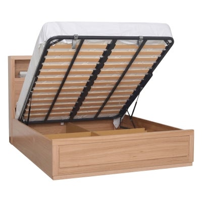 Ashforde Messmate Timber Bookcase Gas Lift Platform Bed, Double