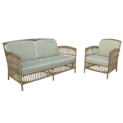 Royston Rattan Armchair with Cushion, Tobacco / Taupe