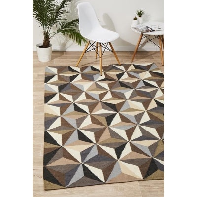 Nomad Dimensions Flat Woven Wool Rug, 225x155cm, Chocolate