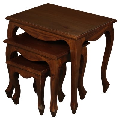 Queen Ann Mahogany Timber 3 Piece Nested Table Set, Mahogany