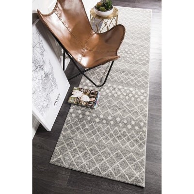 Oasis Selma Tribal Runner Rug, 80x300cm, Silver