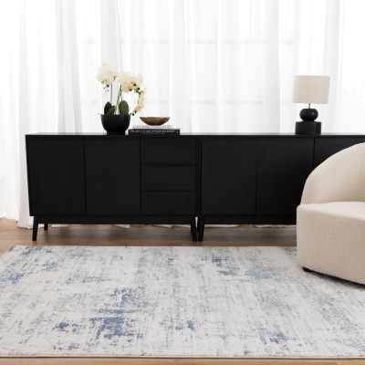 Pierre Cardin Ocean Abstract Transitional Rug, 330x240cm, Blue