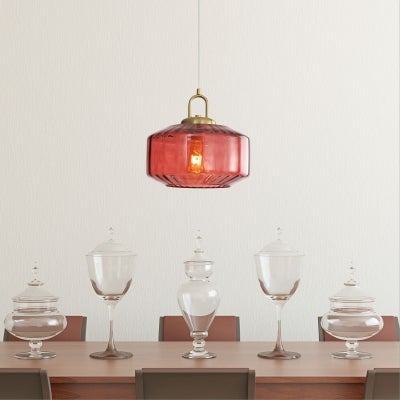 Clarise Glass & Metal Pendant Light, Rose