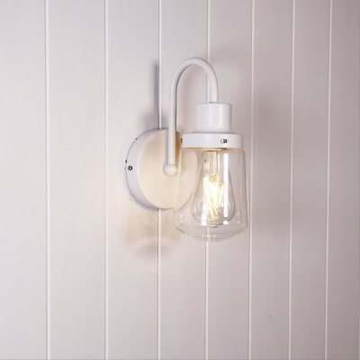 Kilcoy Metal & Glass Wall Light, White