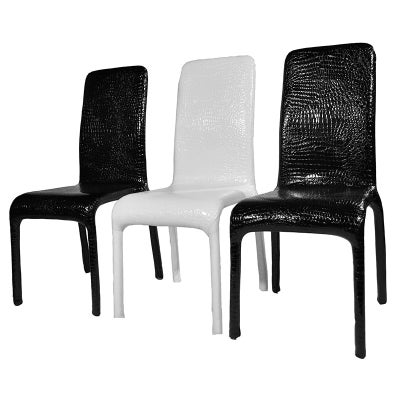 Fabio Croc Pattern PU Leather Dining Chair  - Black