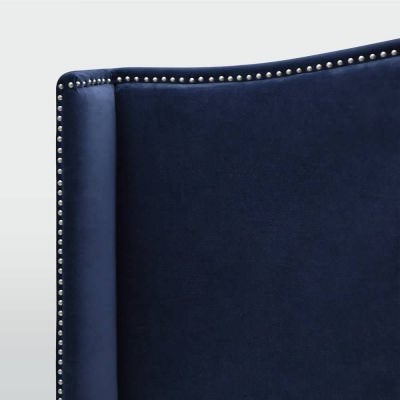 Mornington Velvet Fabric Bed Headboard, Queen, Blue