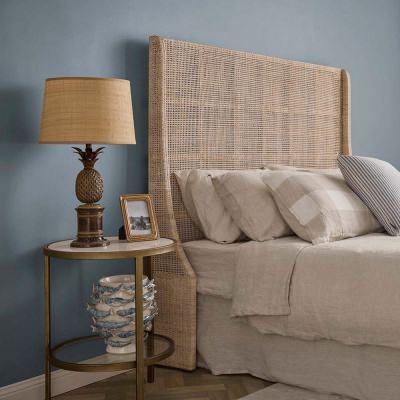 Charlotte Rattan Bed Headboard, Queen, White Wash