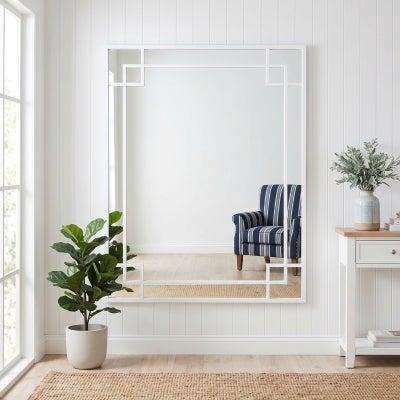 Abrill Iron Framed Wall Mirror, 160cm, White
