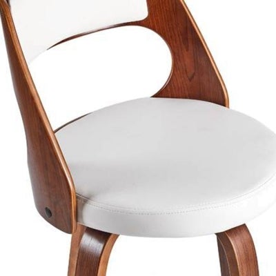 Oslo Swivel Bar Stool, White / Walnut with Black Footrest